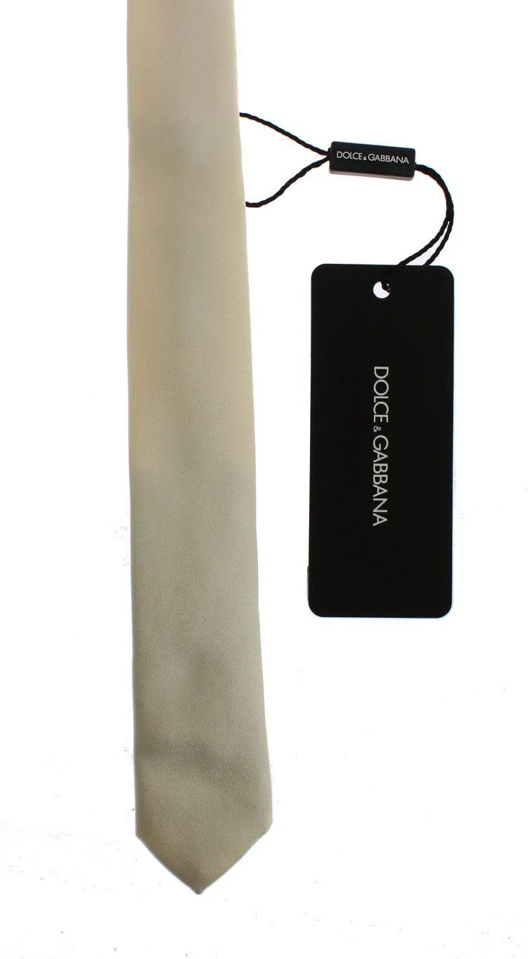 White Solid Silk Skinny Tie