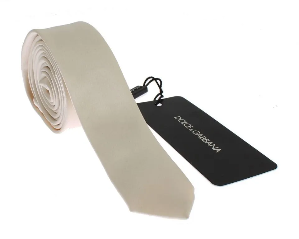 White Solid Silk Skinny Tie