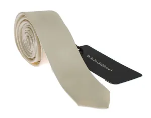 White Solid Silk Skinny Tie