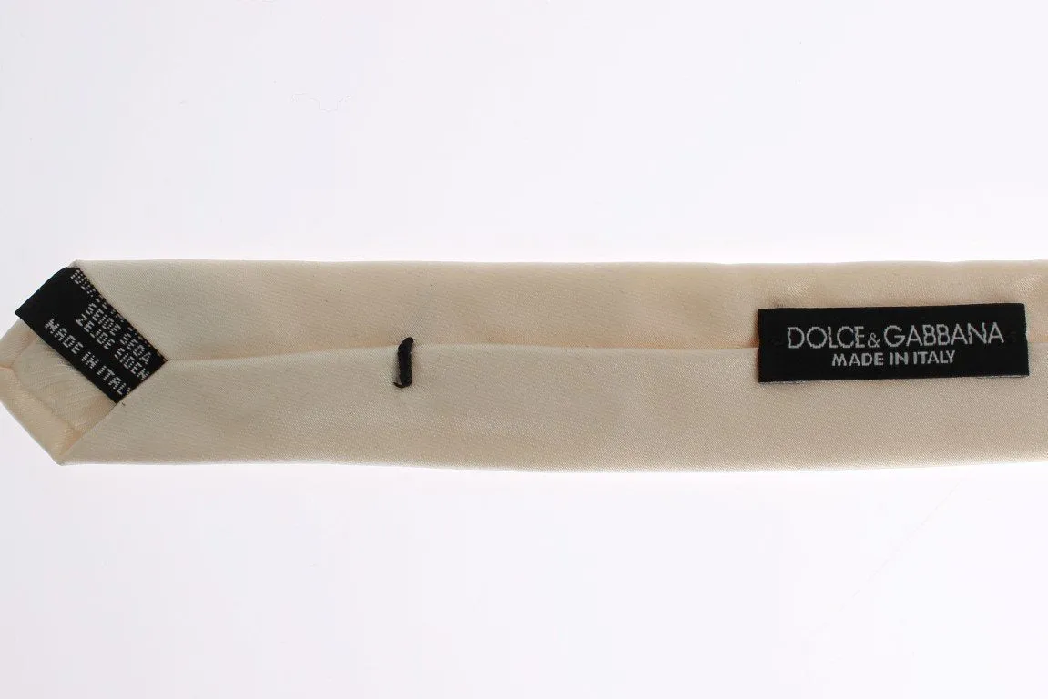 White Solid Silk Skinny Tie