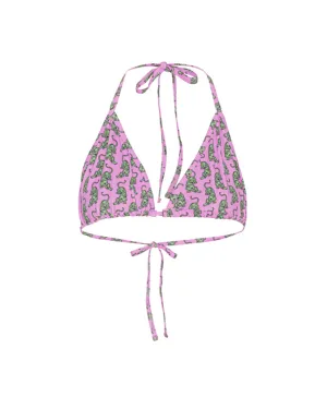 Wilma Bikini Top - Pink Sneaking Tiger Art Print