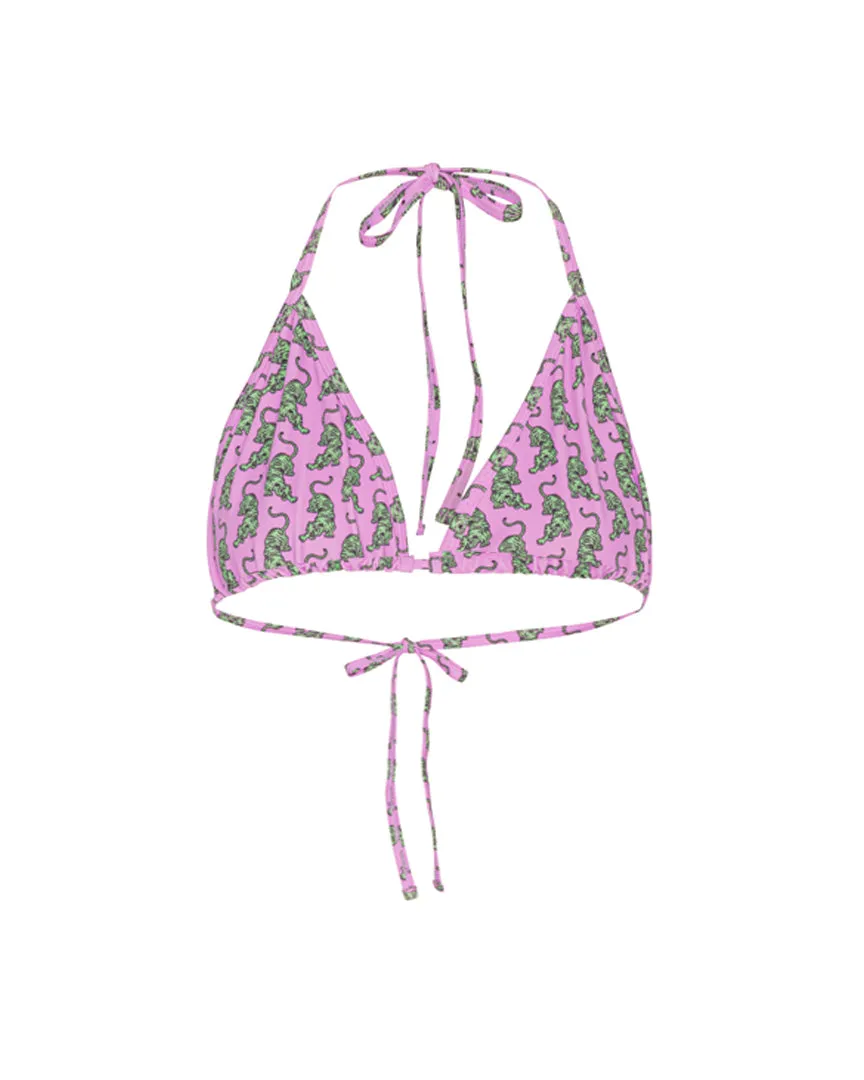 Wilma Bikini Top - Pink Sneaking Tiger Art Print