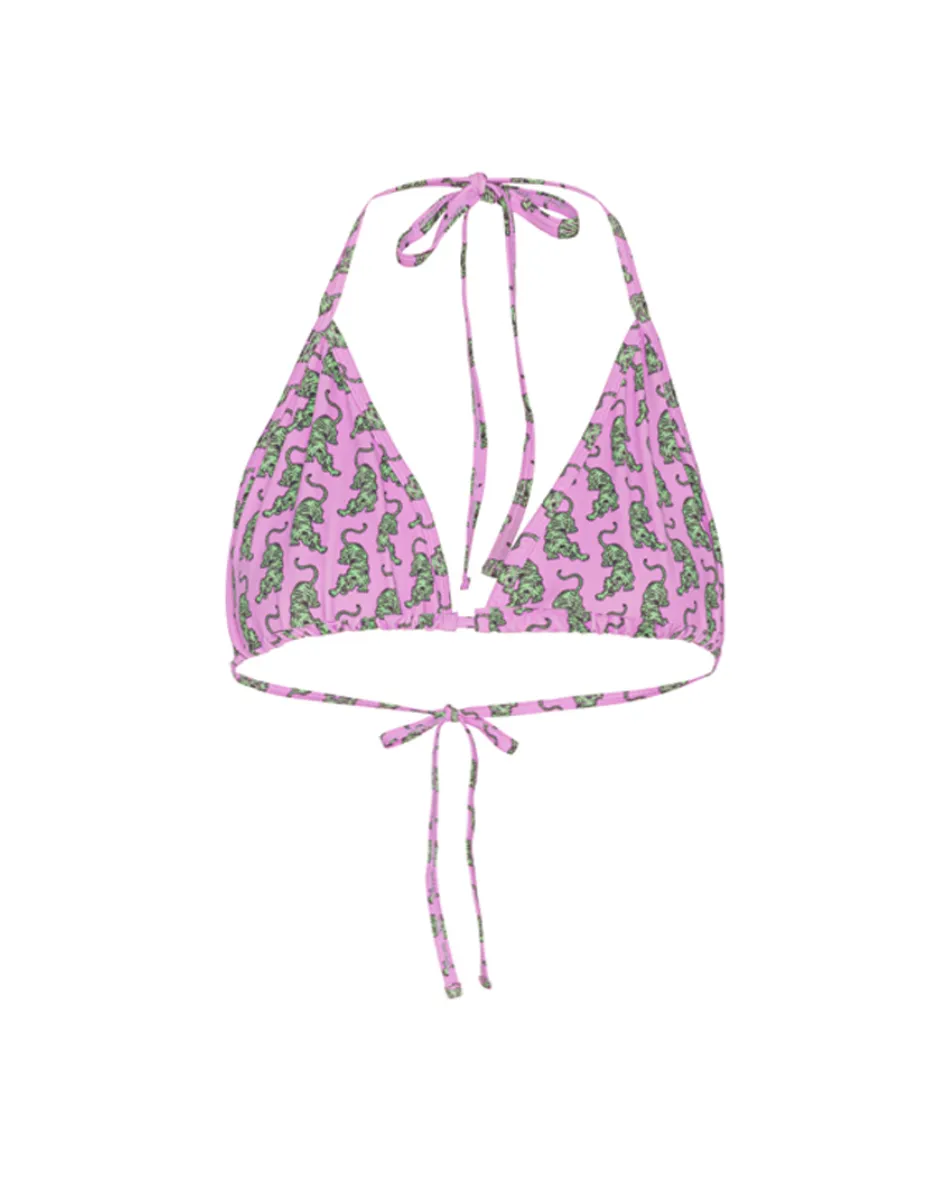 Wilma Bikini Top - Pink Sneaking Tiger Art Print
