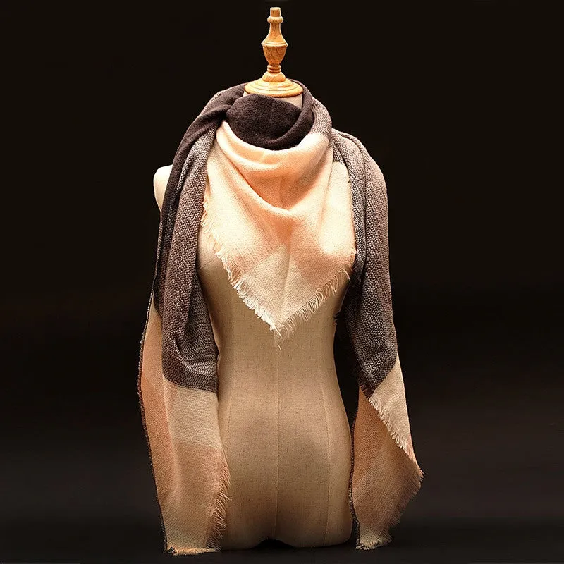 Winter luxury Brand Plaid Cashmere Scarf Women Oversized Blanket Scarf Wrap long Wool Scarf Women Pashmina Shawls and Scarves
