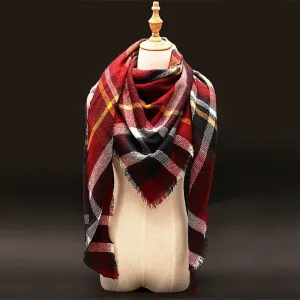 Winter luxury Brand Plaid Cashmere Scarf Women Oversized Blanket Scarf Wrap long Wool Scarf Women Pashmina Shawls and Scarves