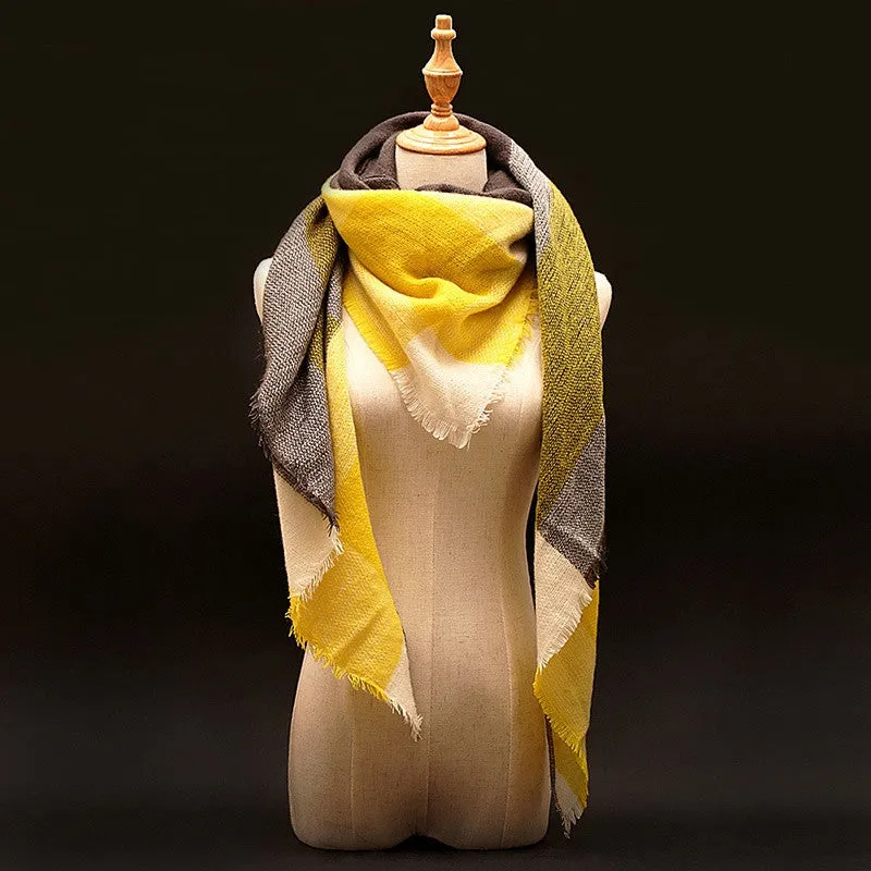 Winter luxury Brand Plaid Cashmere Scarf Women Oversized Blanket Scarf Wrap long Wool Scarf Women Pashmina Shawls and Scarves