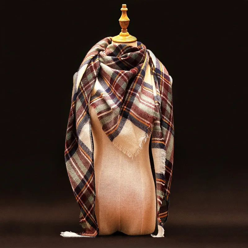 Winter luxury Brand Plaid Cashmere Scarf Women Oversized Blanket Scarf Wrap long Wool Scarf Women Pashmina Shawls and Scarves