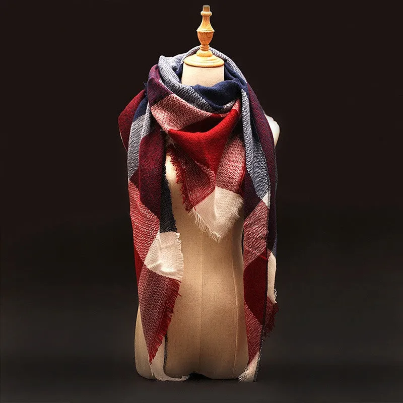 Winter luxury Brand Plaid Cashmere Scarf Women Oversized Blanket Scarf Wrap long Wool Scarf Women Pashmina Shawls and Scarves