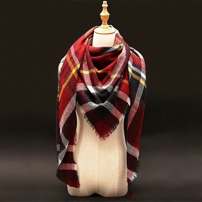 Winter luxury Brand Plaid Cashmere Scarf Women Oversized Blanket Scarf Wrap long Wool Scarf Women Pashmina Shawls and Scarves