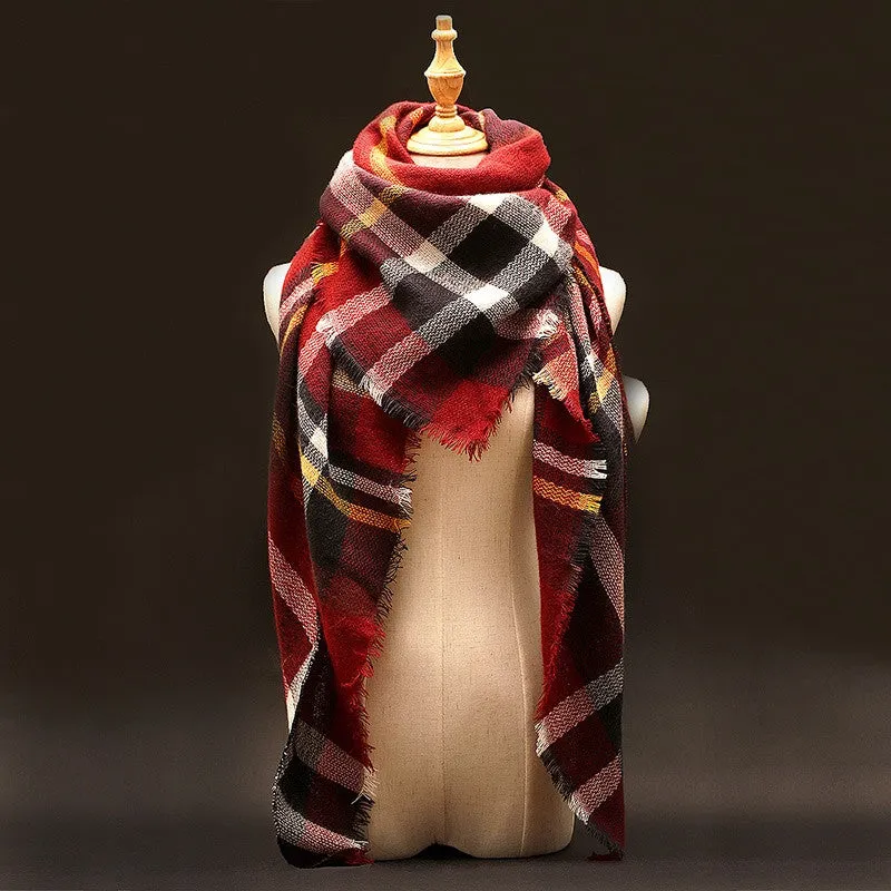 Winter luxury Brand Plaid Cashmere Scarf Women Oversized Blanket Scarf Wrap long Wool Scarf Women Pashmina Shawls and Scarves