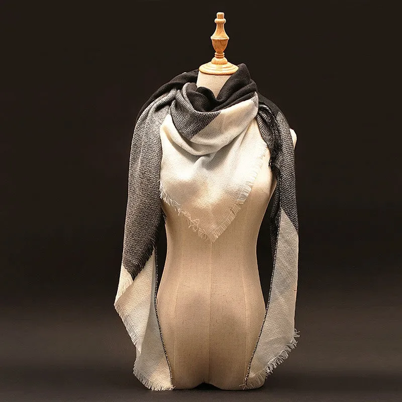 Winter luxury Brand Plaid Cashmere Scarf Women Oversized Blanket Scarf Wrap long Wool Scarf Women Pashmina Shawls and Scarves