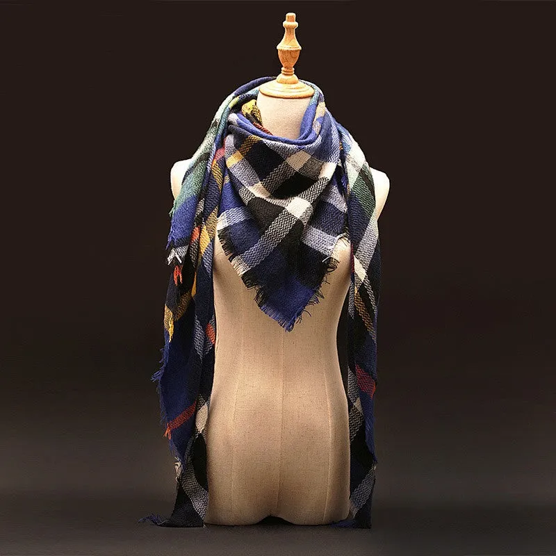 Winter luxury Brand Plaid Cashmere Scarf Women Oversized Blanket Scarf Wrap long Wool Scarf Women Pashmina Shawls and Scarves