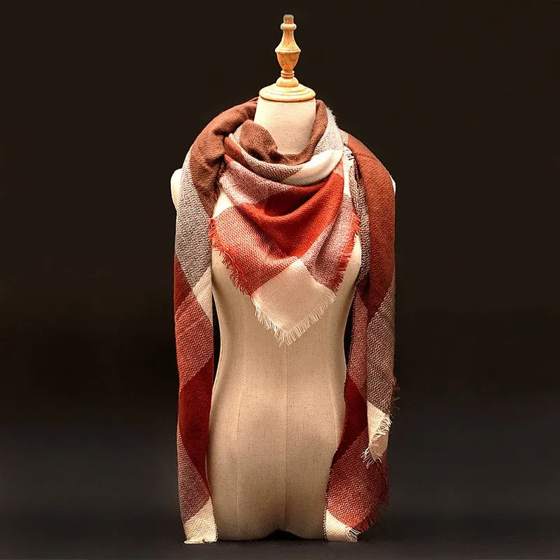 Winter luxury Brand Plaid Cashmere Scarf Women Oversized Blanket Scarf Wrap long Wool Scarf Women Pashmina Shawls and Scarves