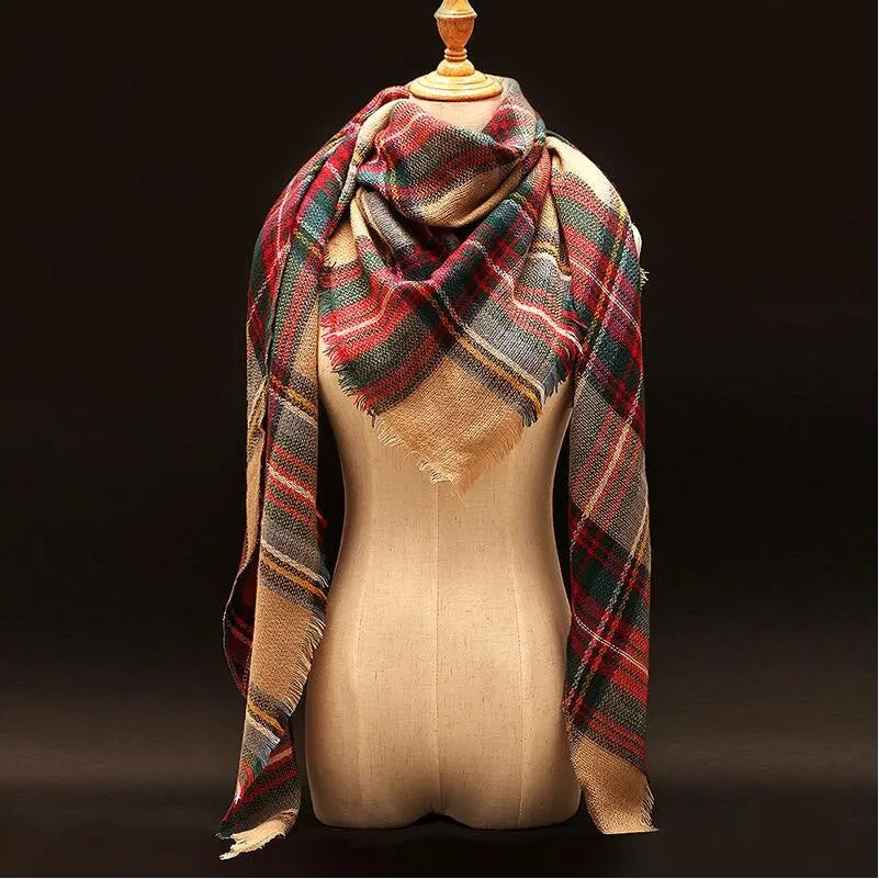 Winter luxury Brand Plaid Cashmere Scarf Women Oversized Blanket Scarf Wrap long Wool Scarf Women Pashmina Shawls and Scarves