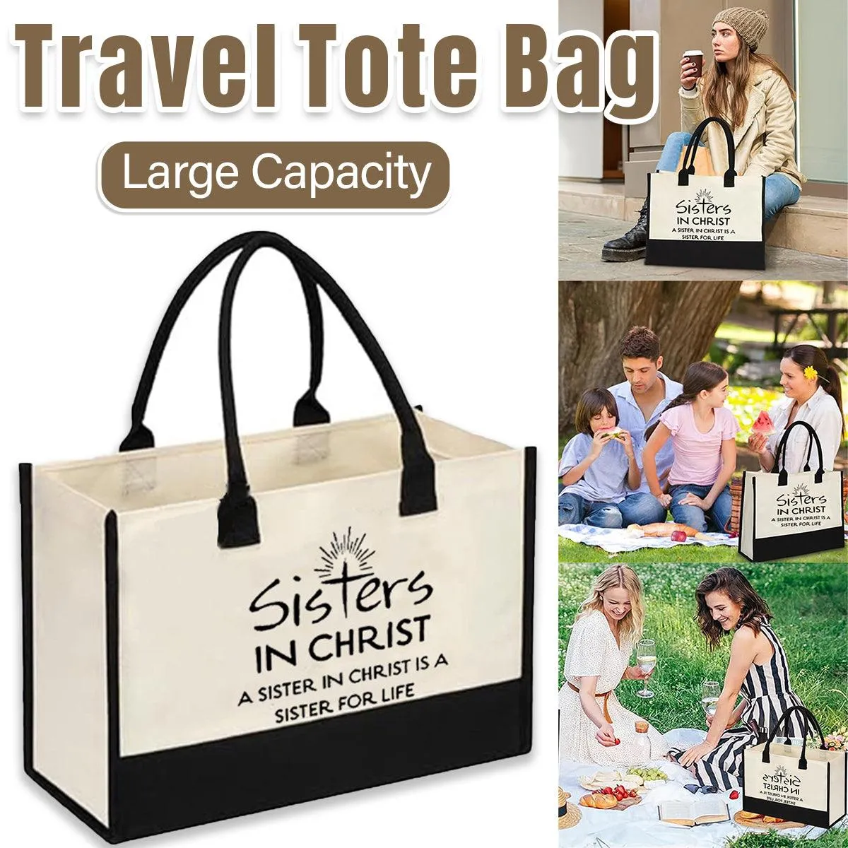 Womens Bag Canvas Tote Bag Large Capacity Travel Handbag Shopping Bag