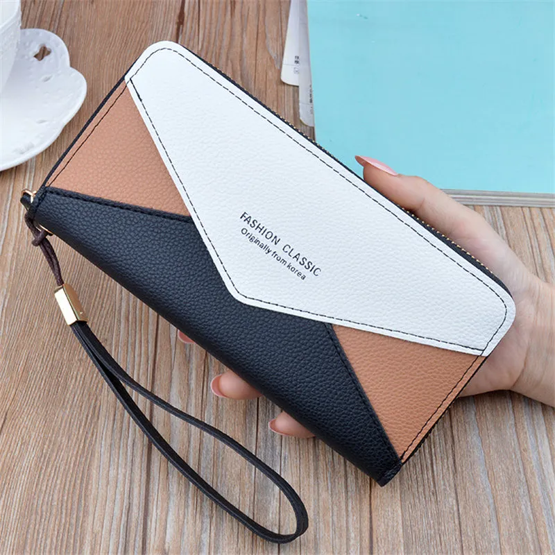 Women's Stylish Color Block Long Handbags