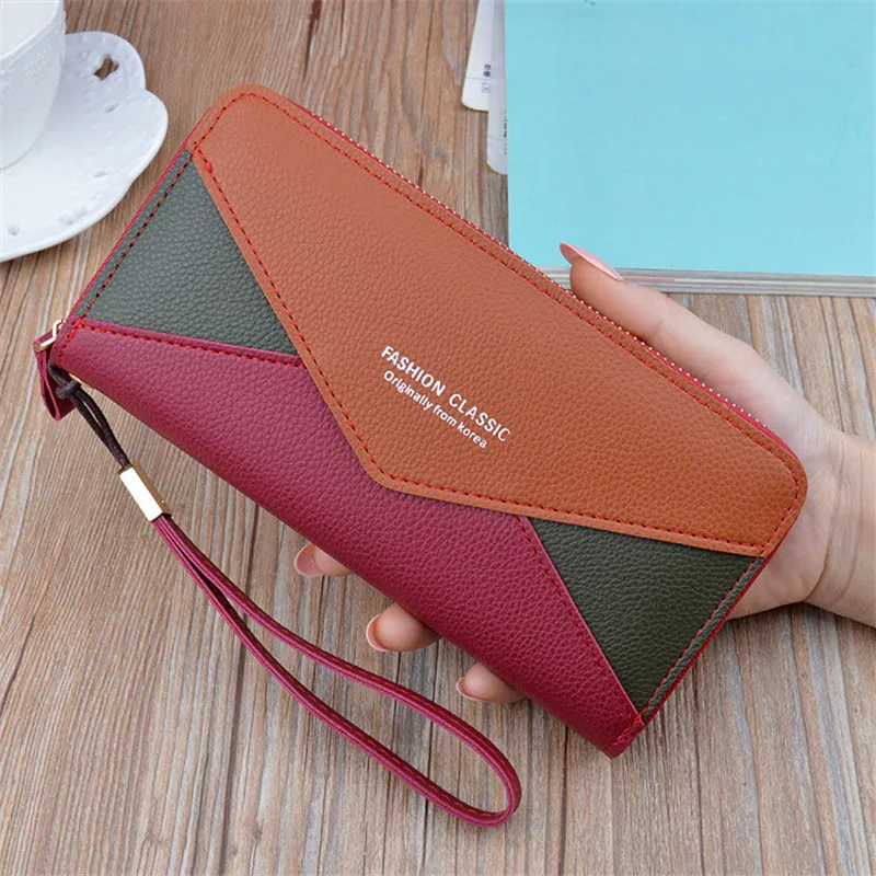Women's Stylish Color Block Long Handbags