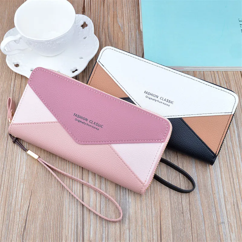 Women's Stylish Color Block Long Handbags