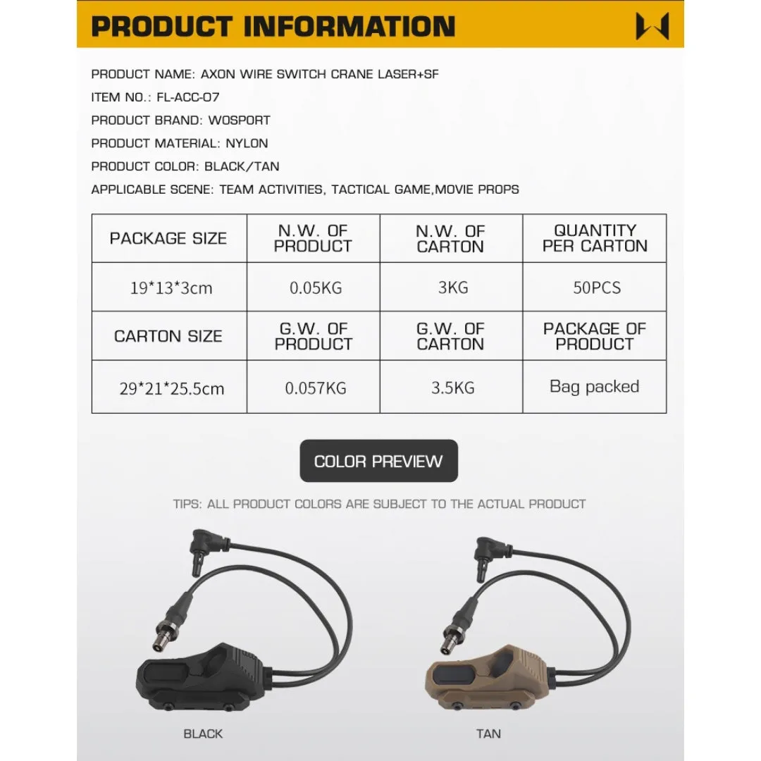 WST Dual Switch - AXON, CRANE PLUG and SF Connectors - Black