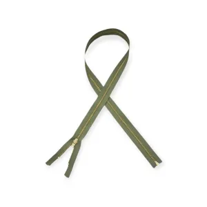 YKK Metal Gold Zip Olive