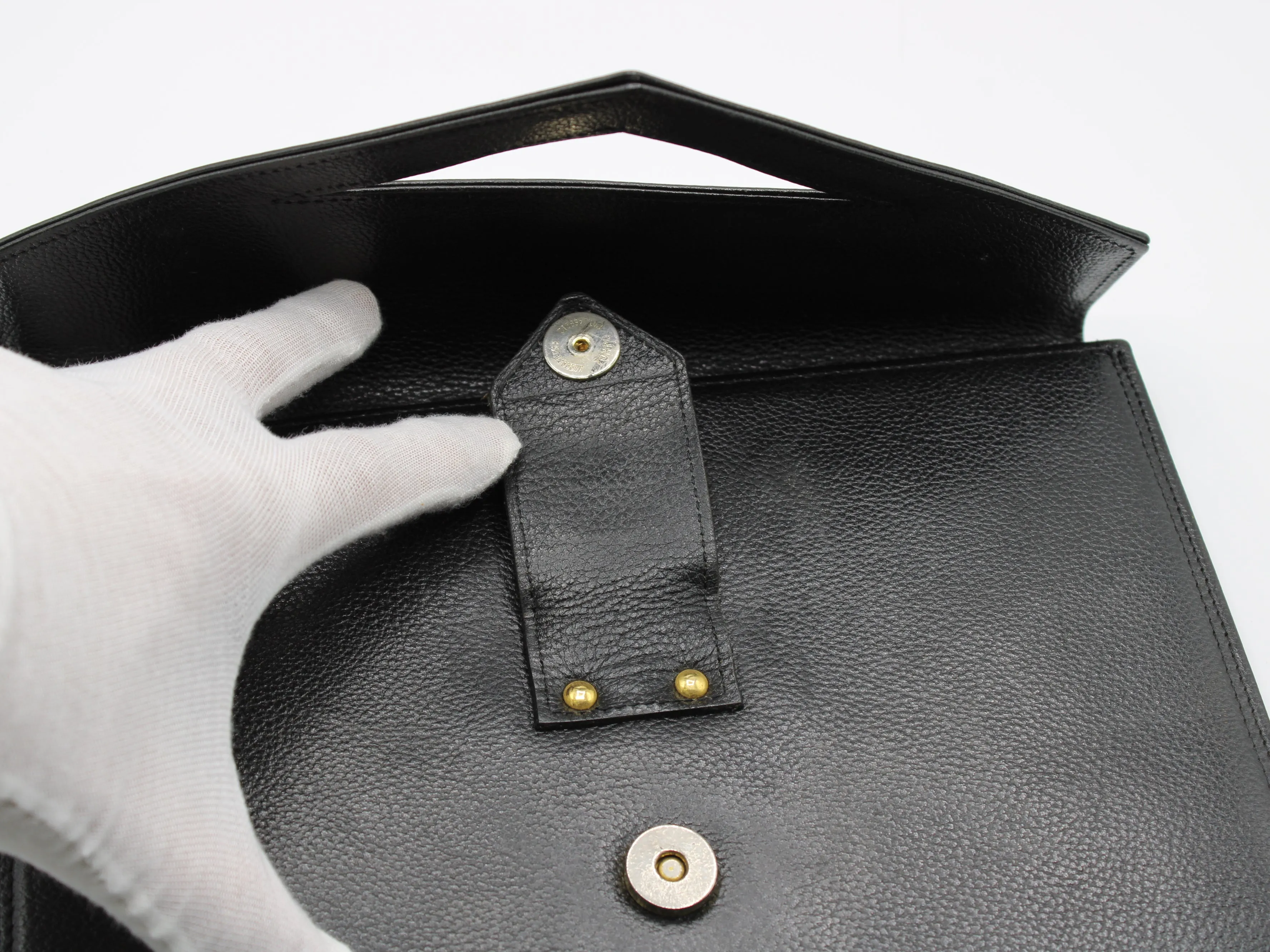 Yves Saint Laurent Belle de Jour Black Leather Clutch Bag Vintage