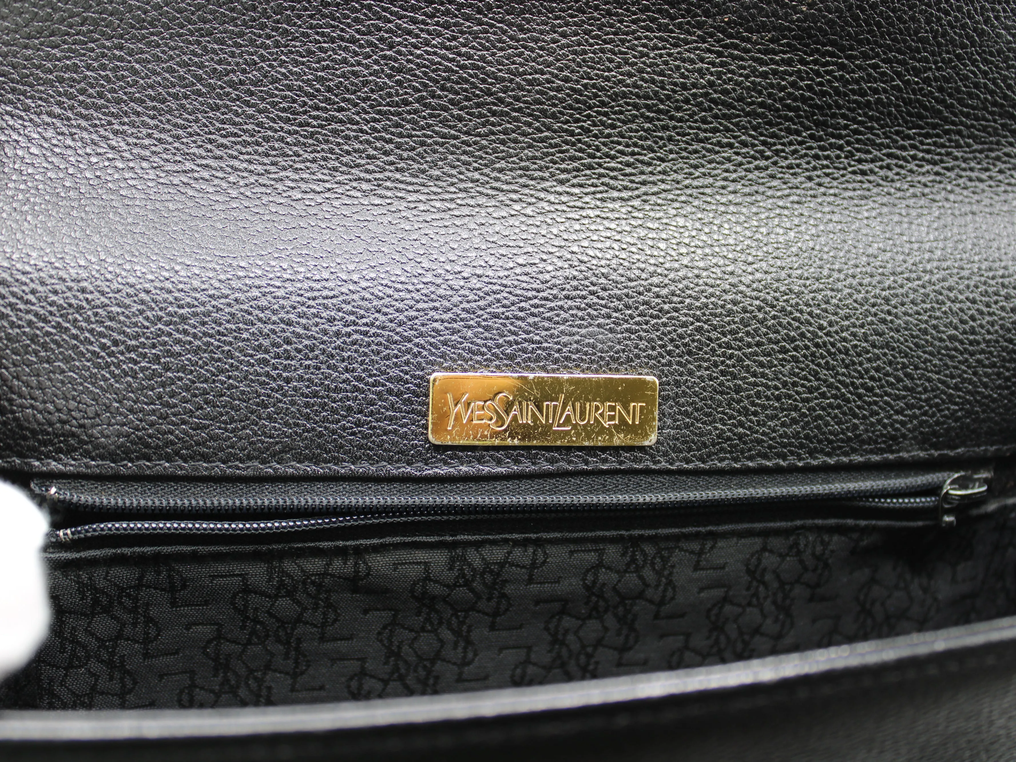 Yves Saint Laurent Belle de Jour Black Leather Clutch Bag Vintage