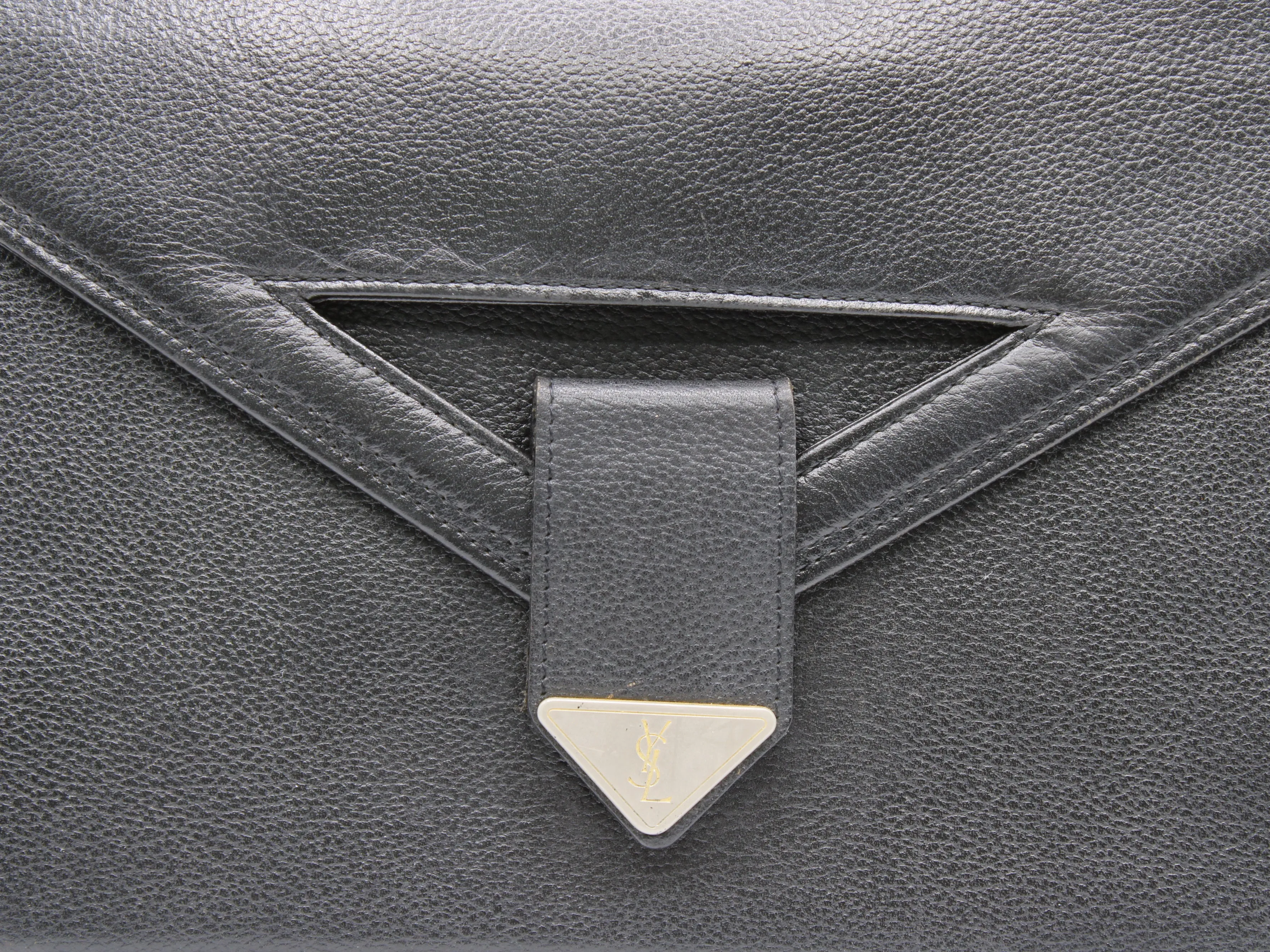 Yves Saint Laurent Belle de Jour Black Leather Clutch Bag Vintage