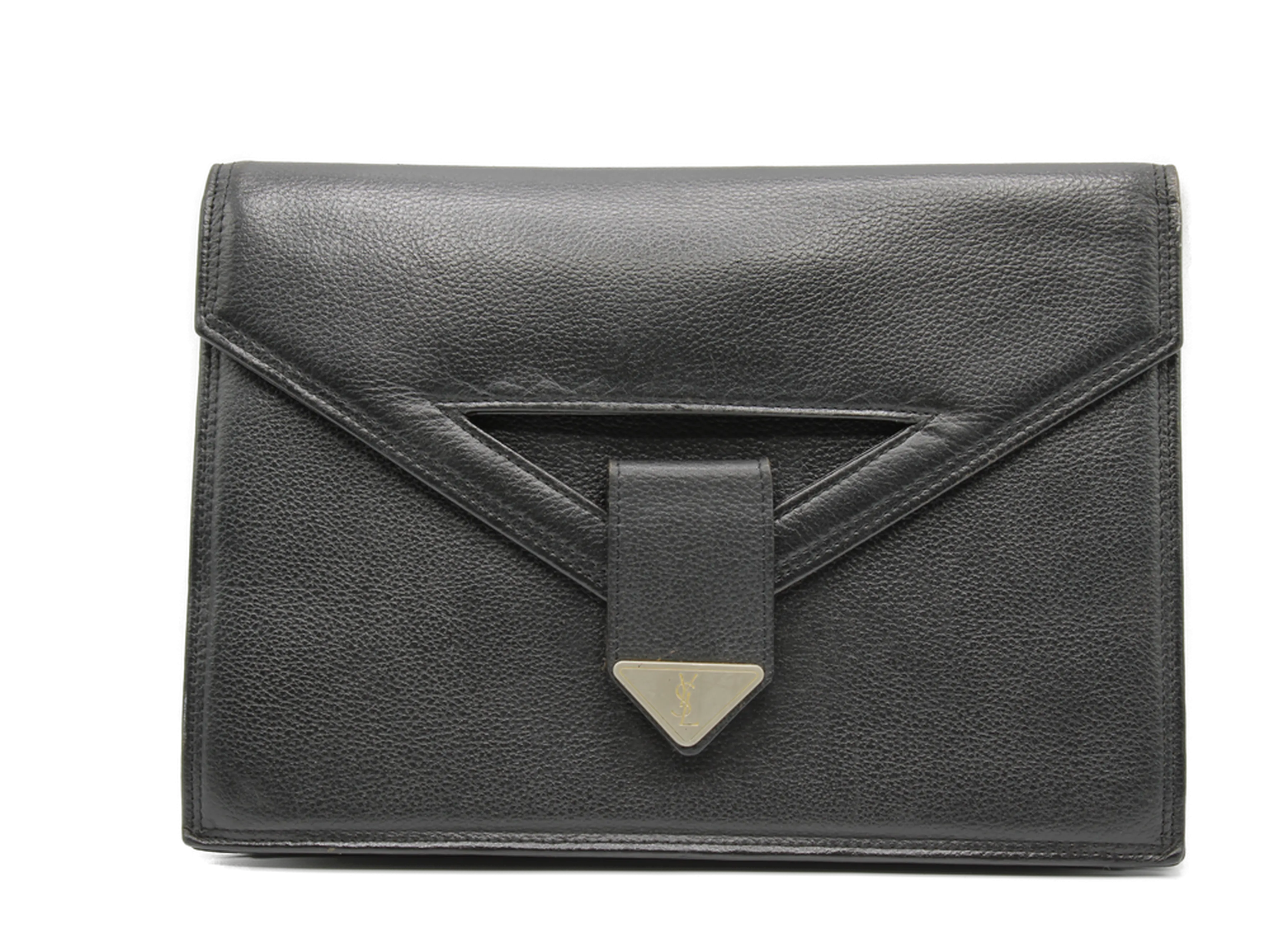Yves Saint Laurent Belle de Jour Black Leather Clutch Bag Vintage