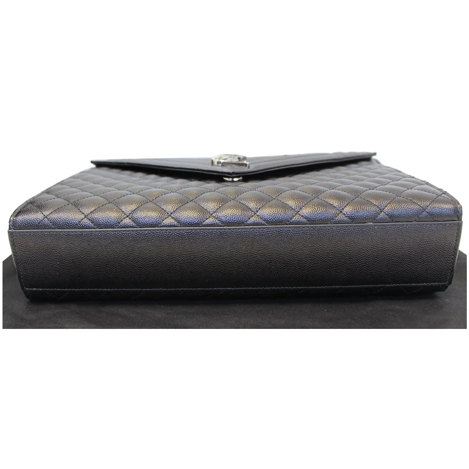 YVES SAINT LAURENT Envelope Large Matelasse Embossed Leather Shoulder Bag Black