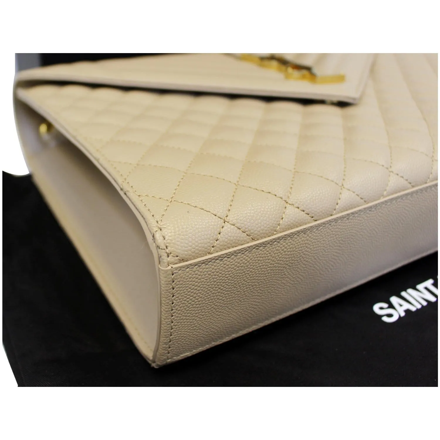 YVES SAINT LAURENT Envelope Large Matelasse Embossed Leather Shoulder Bag Nude