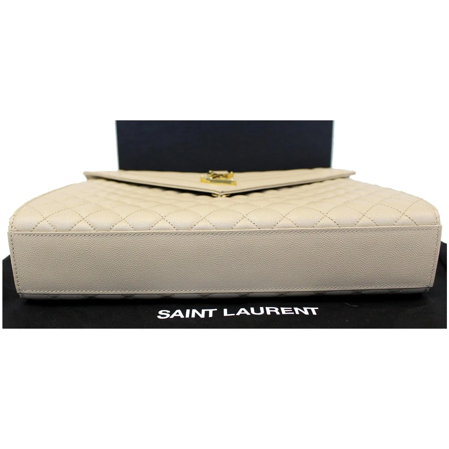 YVES SAINT LAURENT Envelope Large Matelasse Embossed Leather Shoulder Bag Nude