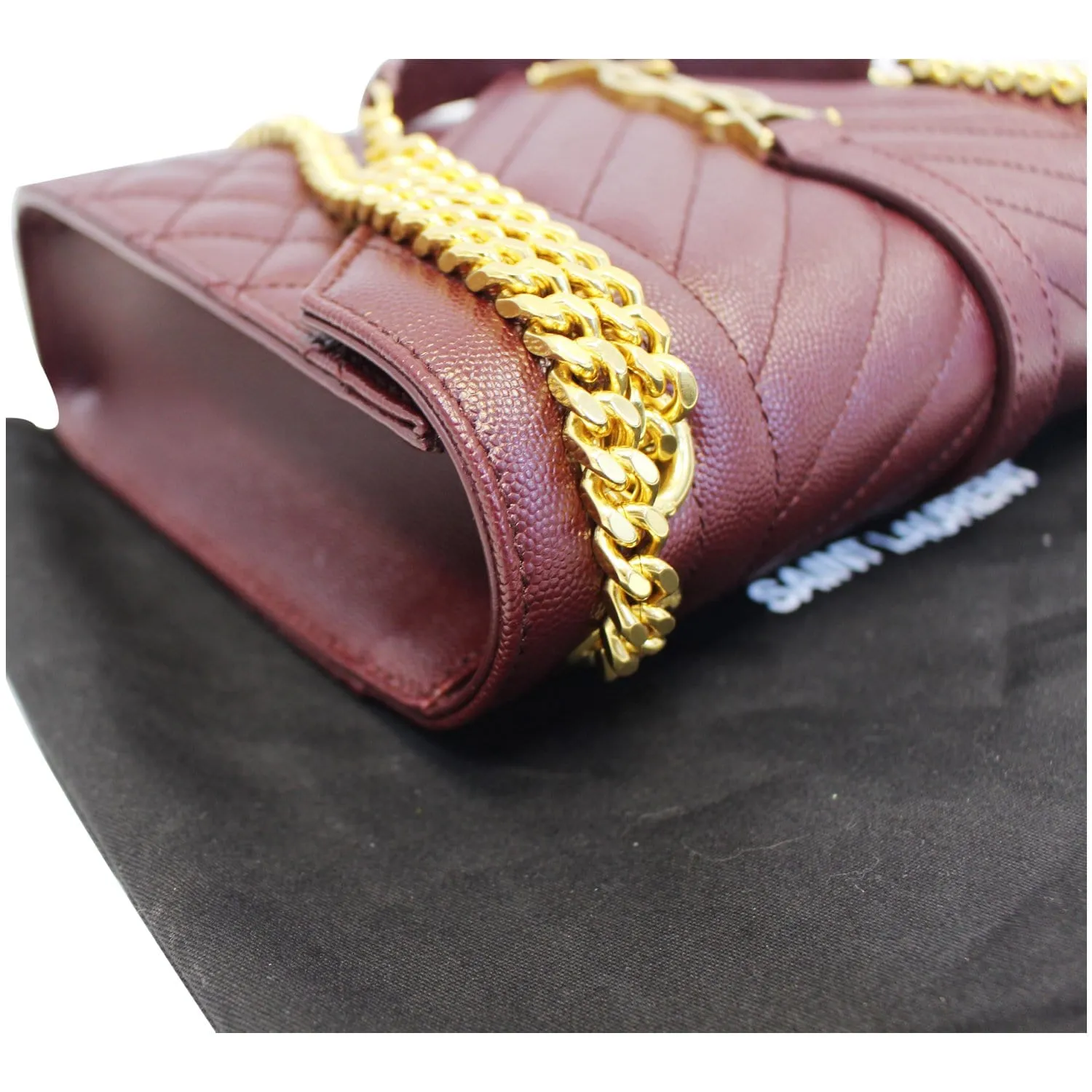 YVES Saint Laurent Envelope Medium Chain Shoulder Bag Burgundy