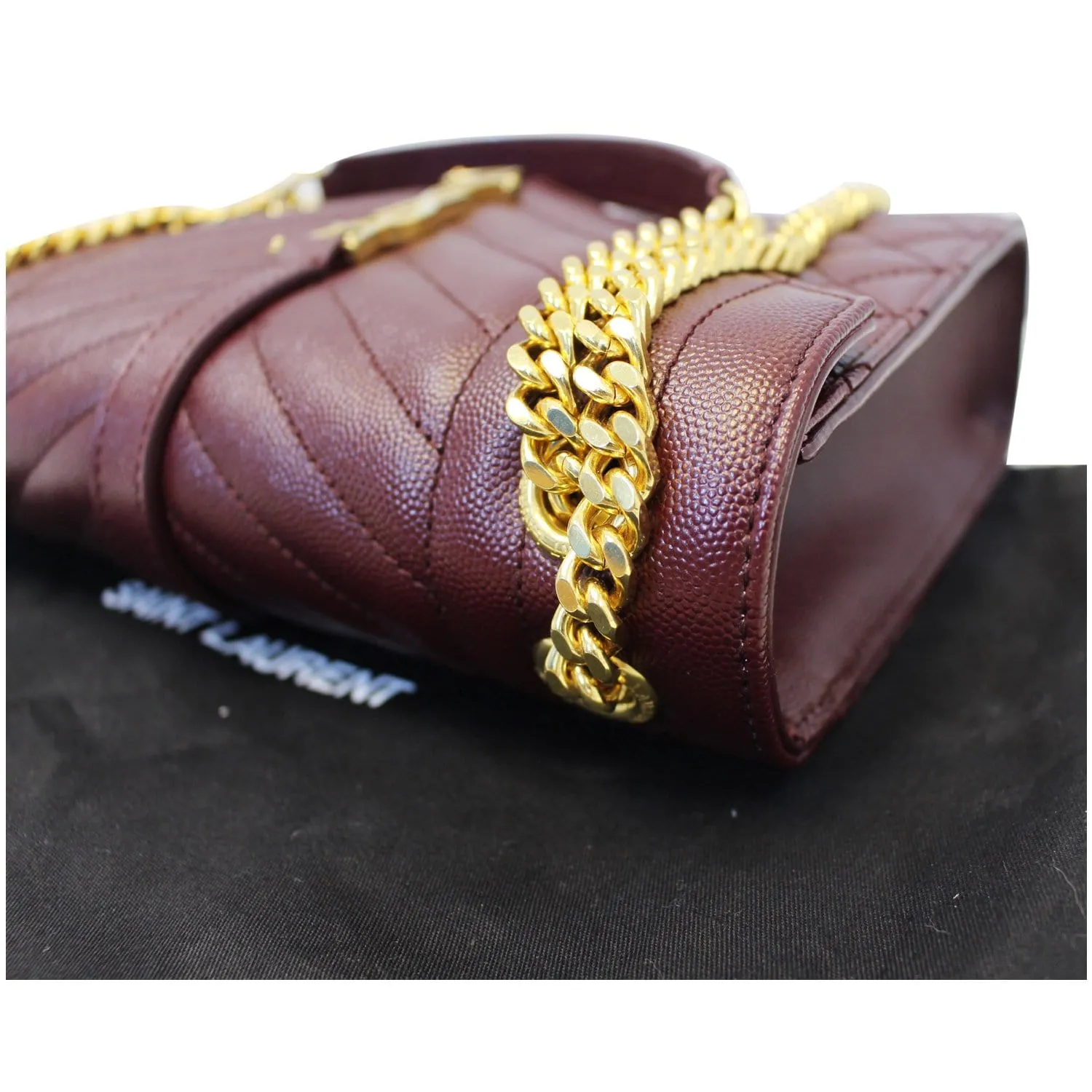 YVES Saint Laurent Envelope Medium Chain Shoulder Bag Burgundy