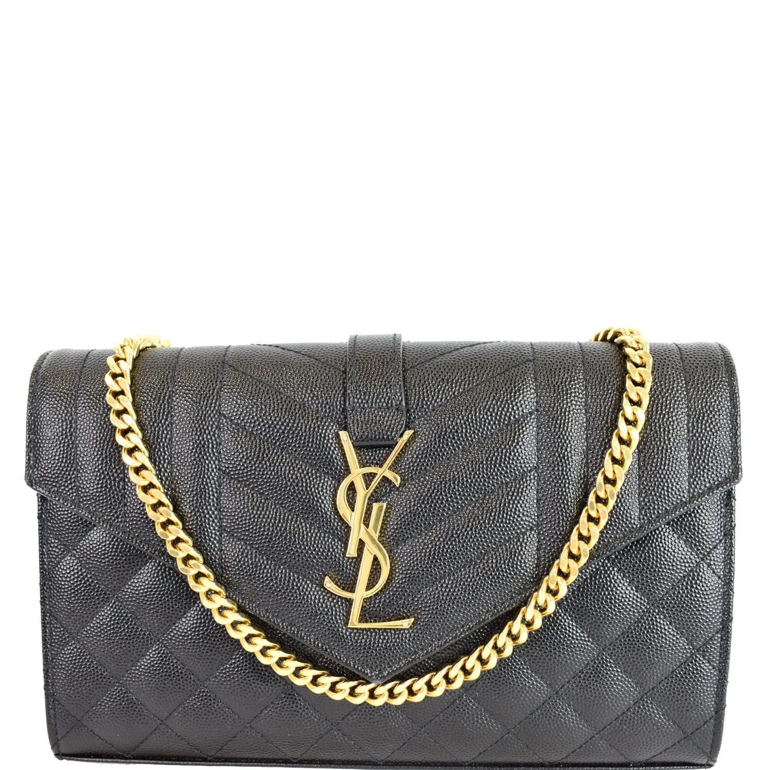 YVES SAINT LAURENT Envelope Small Leather Shoulder Bag Black