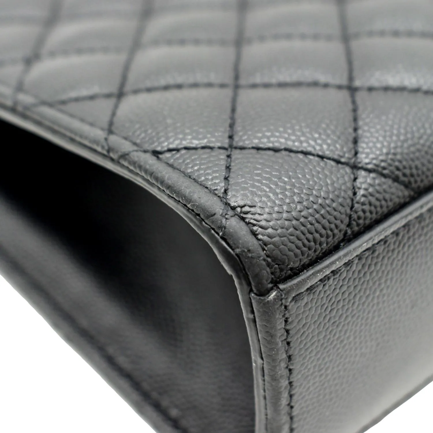 YVES SAINT LAURENT Large Envelope Calfskin Leather Chain Shoulder Bag Black