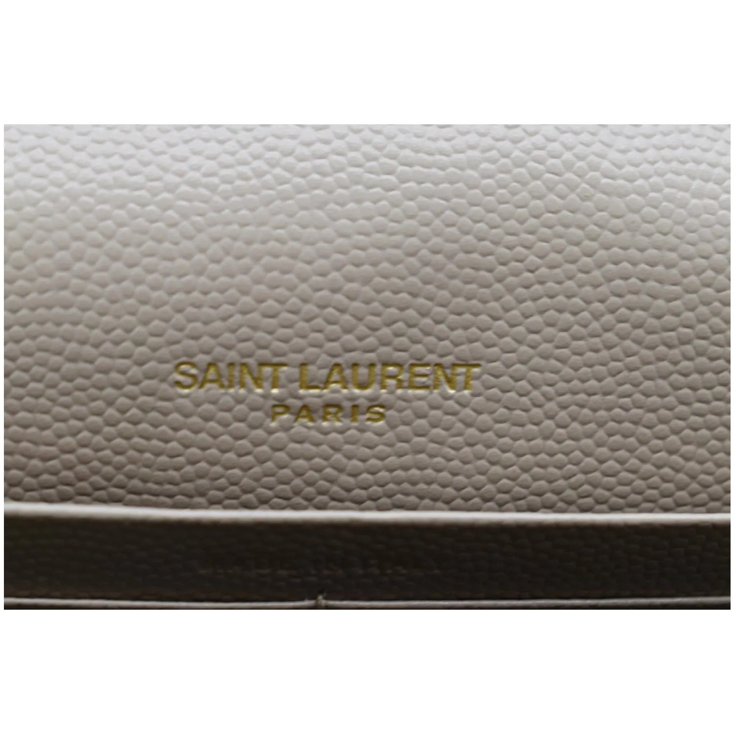 YVES SAINT LAURENT Matelasse Chevron Grain De Poudre Envelope Chain Wallet Beige