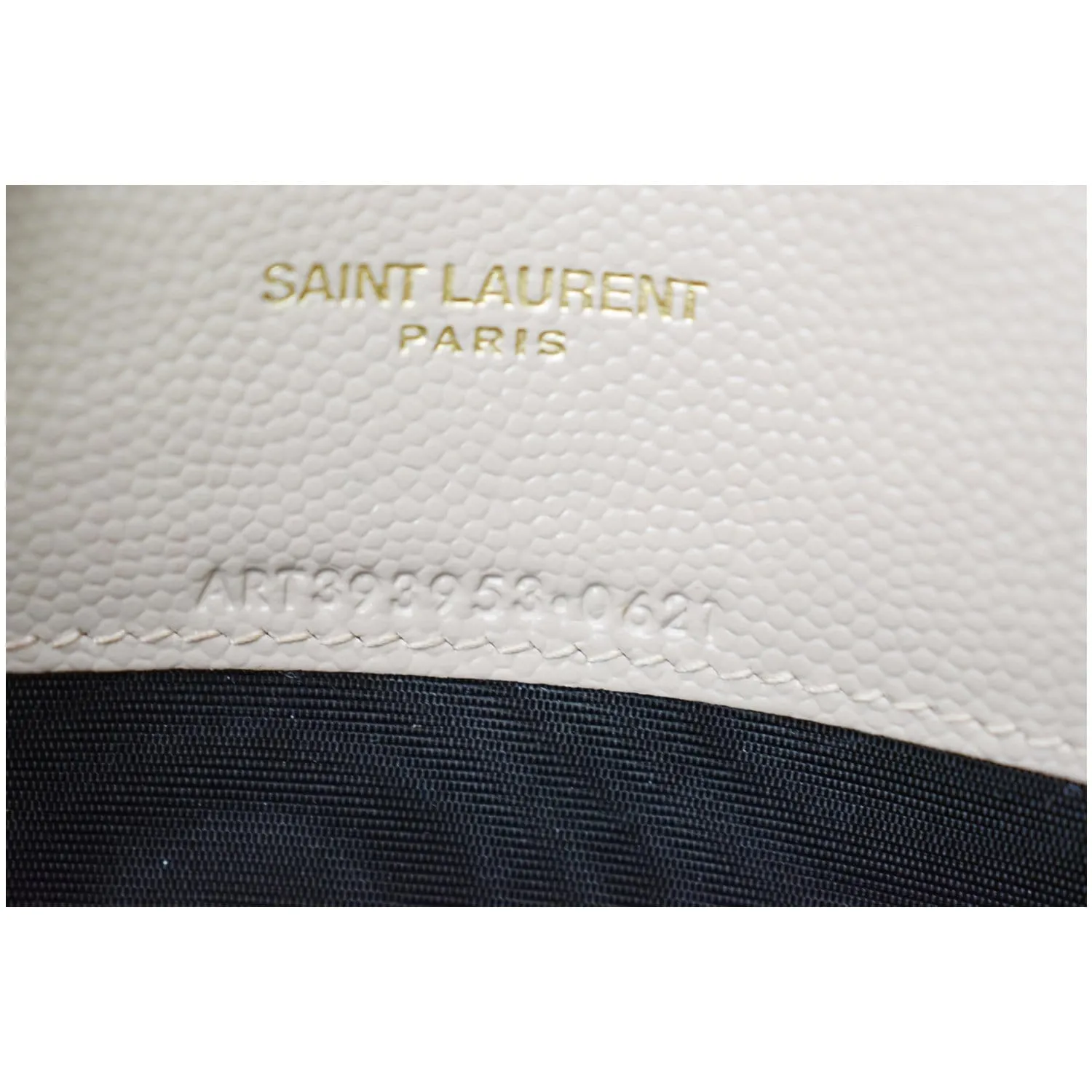 YVES SAINT LAURENT Matelasse Chevron Grain De Poudre Envelope Chain Wallet Beige