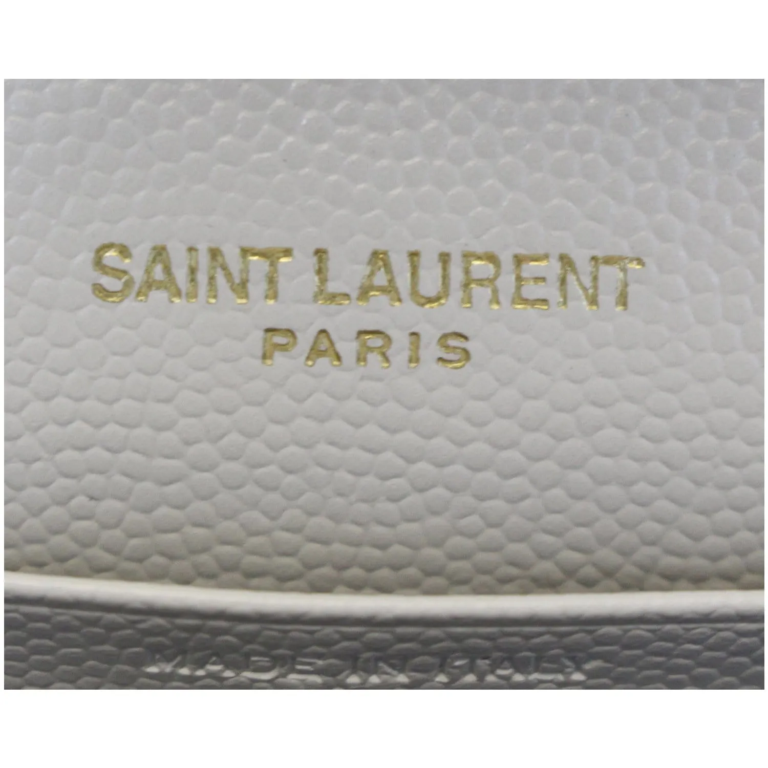 YVES SAINT LAURENT Matelasse Chevron Grain De Poudre Envelope Chain Wallet White