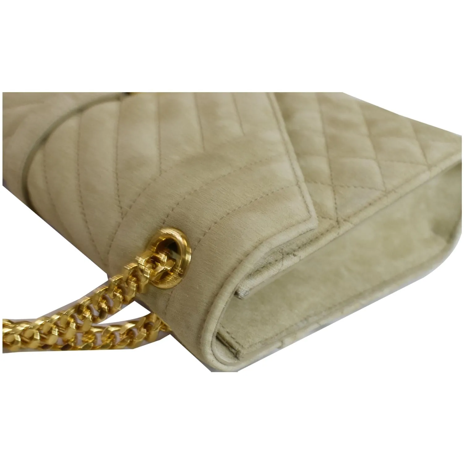 YVES SAINT LAURENT Medium Envelope Matelasse Suede Crossbody Bag Beige
